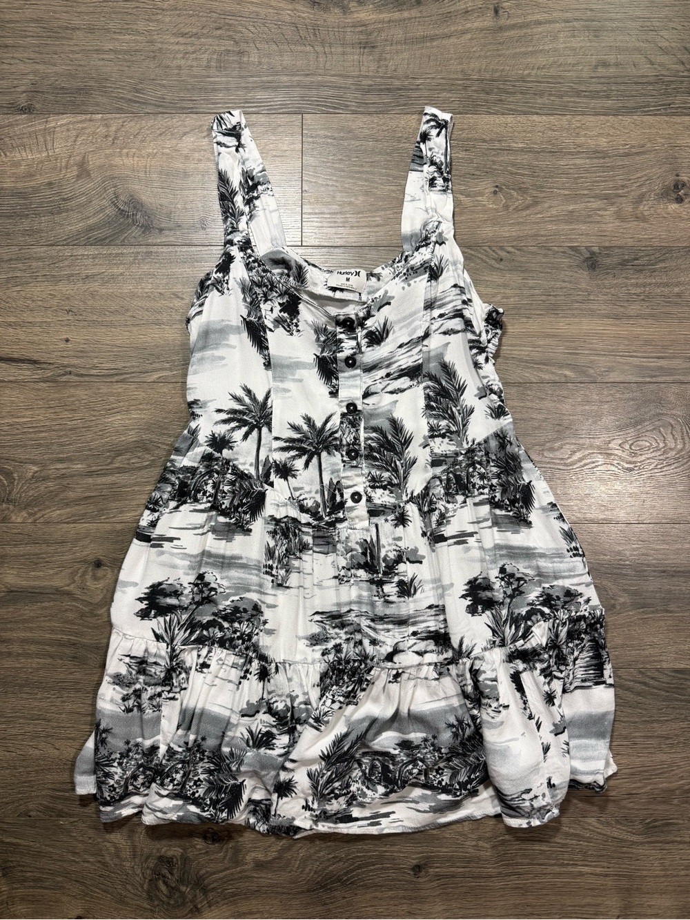 Hurley Black & White Tropical Print Dress